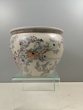 Vintage Chinese Porcelain Fish Bowl Planter Satsuma Style Goldfish Jardinière 9in — listing 6