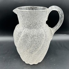 Vintage Overshot Frosted Glass Pitcher with Hand-Painted Game Birds (Pheasant & Mallard) — listing 2