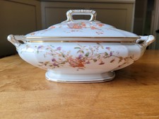 Vegetable-Motif Ceramic Serveware Set: Covered Tureen and Two Oval Platters Maker's mark / backstamp, listing 2