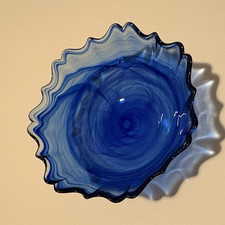 Cobalt Blue Swirl Art Glass Oval Boat-Shaped Bowl — listing 5