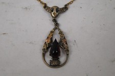 Antique Catholic Rosary with Faceted Garnet-Colored Glass Beads and Brass Crucifix — listing 6