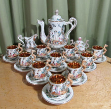 Capodimonte GV Gold Gilt Cherub Relief Coffee Set with Cups