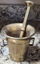 Antique Brass Apothecary Mortar and Pestle with Twin Side Handles — listing 2
