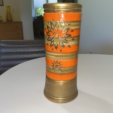 Bitossi Italian Ceramic Cylinder Vase in Retro Orange, Aldo Londi Design Marked 'Italy' with a number — listing 6