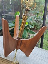 Mid-Century Modern Sculptural Walnut and Brass Table Lamp, listing 4