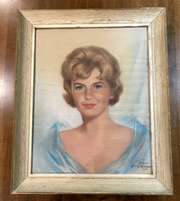 Original Pastel Portrait of Reclining Woman in Floral Field