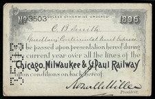 1890 Chicago Milwaukee & St. Paul Railway Annual Pass Issued to Senator Richard Williams — listing 5