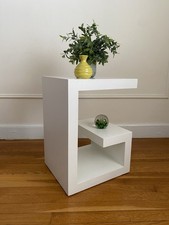 Vintage 1980s-90s Postmodern Lacquered Birch Square Pedestal End Table — listing 5