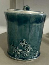 Ceramic Kitchen Canister and Crock Set with Wood Lids and Utensils — listing 6