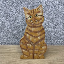 Vintage Carved Wooden Mid-Century Cat Sculptures, Pair — listing 2