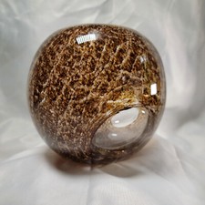 Hand-Blown Amber Tortoise Spot Art Glass Candle Holder / Pillar Stand — listing 6