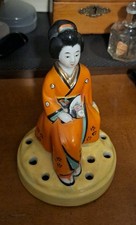 Ceramic Folk Costume Peasant Woman Figural Flower Frog / Vase Insert — listing 6