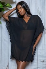 Be Wicked USA Black Open-Knit Crochet Mesh V-Neck Cover-Up / Dress with Tie Waist (NWT) — listing 5