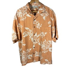 Tommy Bahama Men's 100% Silk Hawaiian Camp Shirt, Aqua Tropical Floral, Size Large — listing 3