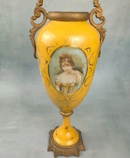 Sevres-Style Cobalt Blue and Gold Porcelain Twin-Handled Urn Vase with Hand-Painted Courting Scene — listing 5