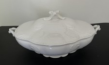 Antique Victorian Porcelain Covered Vegetable Dish / Tureen with Floral Transferware and Gilt Trim — listing 6