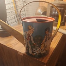 Vintage Tin Litho Child's Toy Watering Can with Circus/Carousel Graphics — listing 4