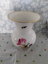 Fürstenberg Porcelain Trumpet Vase with Hand-Painted Floral Bouquet and Gold Trim — listing 4