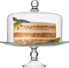 Vintage Depression-Era Clear Pressed Glass 11-Inch Footed Cake Plate with Bubble and Sunburst Pattern — listing 2