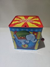 Vintage Tin Litho Elephant Chef Musical Jack-in-the-Box — listing 2
