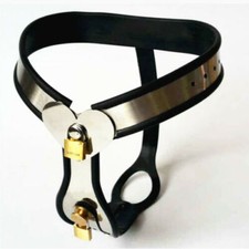 Novelty Leather Chastity Belt with Copper Heart Plaque and Padlock, listing 2