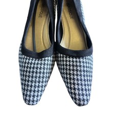 Houndstooth Pointed-Toe D'Orsay Pumps with Elastic Cross-Strap — listing 5