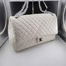 Cream Diamond-Quilted Flap Shoulder Bag with Silver Turn-Lock Clasp Yes - designer brand — listing 2