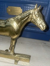 Vintage Cast Brass Standing Horse Figural Doorstop