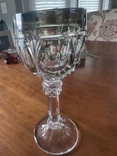 Vintage Smoke Gray Optic Swirl Wine Goblet with Straight-Sided Bowl — listing 3
