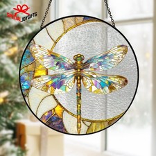 Stained Glass Style Dragonfly Round Ornament, New in Box Acrylic/resin with printed design — listing 5