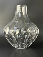 Pressed Crystal Glass Vase with Fanned Rim and Diamond Cut Pattern — listing 3