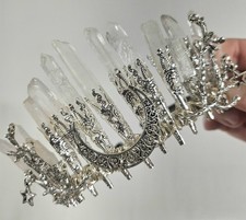 Early 2000s Handmade Clear Quartz Crystal Crown / Goddess Circlet with Crescent Moon — listing 6