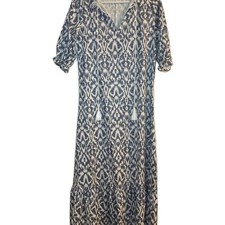 Sleeveless Maxi Dress with Mixed Geometric Blue/Green/Black Print — listing 5