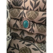 Gold-Tone Ring with Oval Turquoise-Blue Cabochon — listing 3