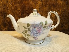 Paragon Bone China Teapot with Blue & Gold Lace Border and Floral Bouquet — listing 6