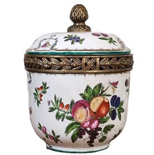 Hand-Painted Cobalt & Gold Gilt Porcelain Twin-Handled Urn Vase Mounted as Lamp, Scenic Lake Sunset Landscape, listing 3