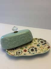 The Pioneer Woman Ceramic Covered Butter Dish with Floral Pattern and Red Doorknob Finial — listing 5