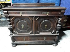 Antique Victorian Oak Sideboard/Buffet with Beveled Mirror Backsplash and Carved Crest — listing 6