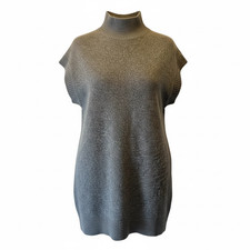 DKNY Black Sweater Dress with White Contrast Trim, Faux Pockets, 3/4 Sleeves, Size XL (NWT) — listing 5