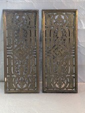 Vintage Brass Frame Mesh Fireplace Screen with Cabriole Legs