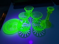 Federal Glass Green Uranium Glass Footed Sherbet Cup / Dessert Compote, 3 inches tall — listing 5