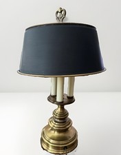 Vintage Brass Bouillotte-Style Twin-Candlestick Table Lamp with Adjustable Bell Shade — listing 5