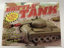 Vintage Battle Tank Battery-Operated Plastic Toy Tank in Box