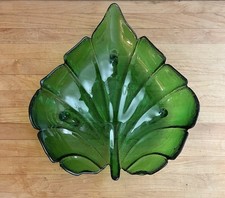 Emerald Green Molded Glass Leaf-Form Console Bowl / Centerpiece — listing 5