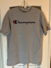Champion Script Logo Short-Sleeve T-Shirt, Charcoal Gray, Size L — listing 4