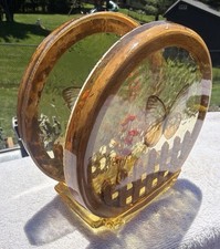 Cast Resin Amber & Green Floral Napkin Holder / Letter Holder with Metal Frame — listing 3