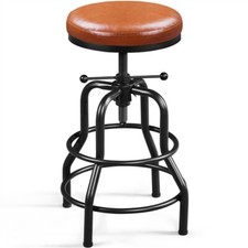Vintage Mid-Century Swivel Bar Stools with Bucket Seats and Chrome Footrest Set of 4 or more — listing 3