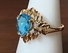 14k Yellow Gold Emerald-Cut Blue Topaz & Diamond Accent Ring, Size 5.5 — listing 5