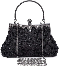 beaded clutch Vintage Beaded Evening Clutch with Detachable Chain Strap — listing 4