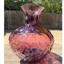 Hand-Blown Amethyst/Plum Art Glass Bottle Vase with Pinched Dimple, 16 inches — listing 2